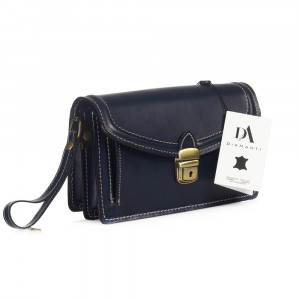 Borseta barbati din piele naturala DiAmanti Piccola Blu Scuro 7018